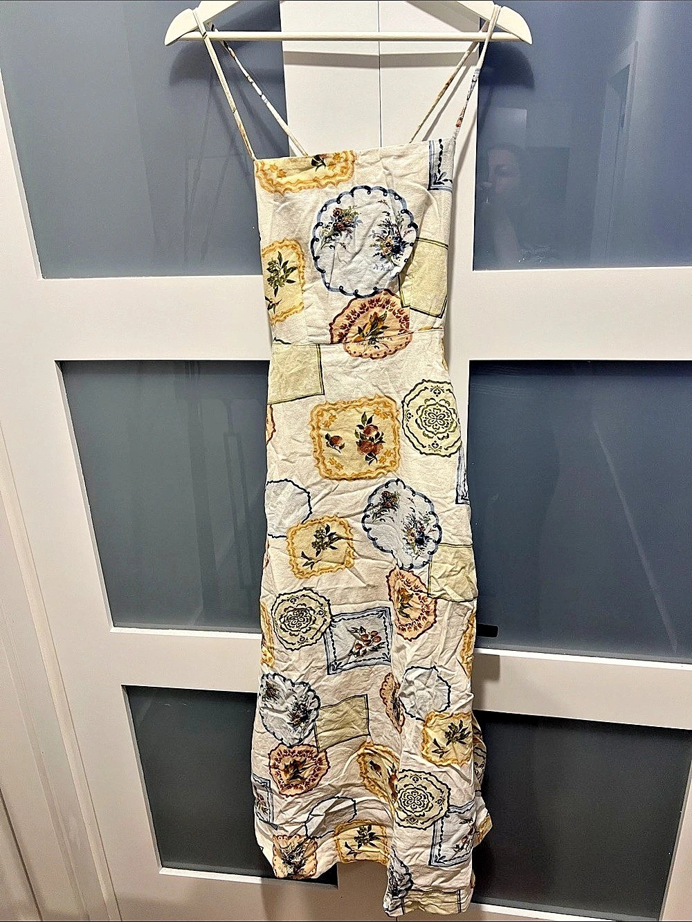 Abercrombie & Fitch Floral Maxi Dress Cream & Blue XS